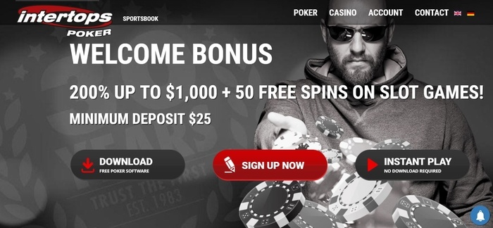 screenshot of the affiliate sign up page for Intertops Poker