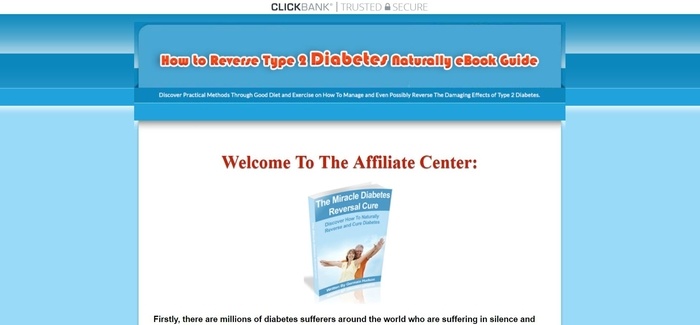 screenshot of the affiliate sign up page for Reverse Type 2 Diabetes Naturally