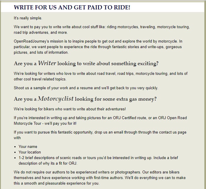 Write For OpenRoadJourney