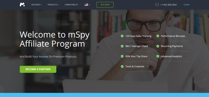 screenshot of the affiliate sign up page for mSpy