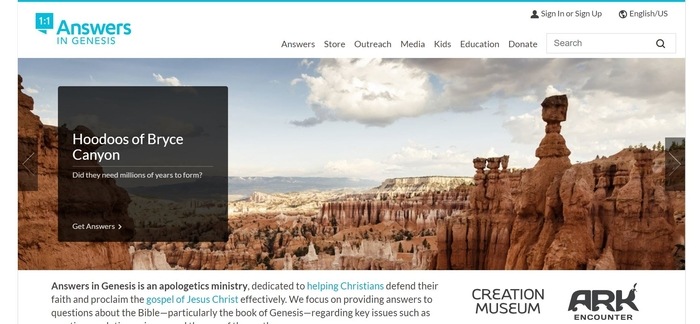 screenshot of the affiliate sign up page for Answers in Genesis
