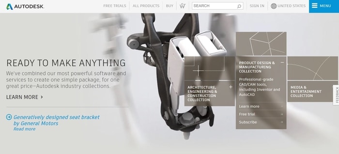 screenshot of the affiliate sign up page for Autodesk