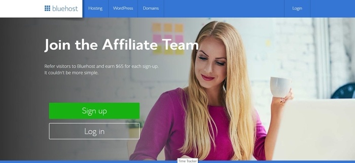 screenshot of the affiliate sign up page for Blue Host