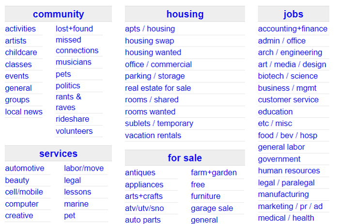 Craigslist Products and Services