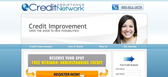 screenshot of the affiliate sign up page for Credit Assistance Network