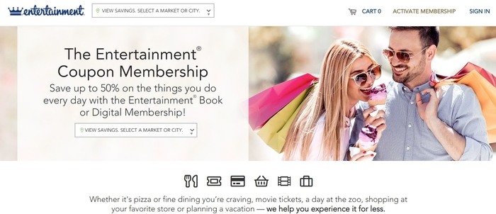 screenshot of the affiliate sign up page for Entertainment