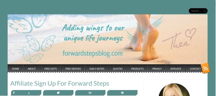 screenshot of the affiliate sign up page for Forward Steps