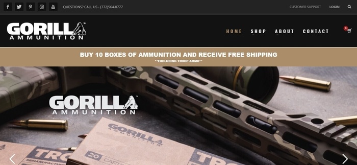 screenshot of the affiliate sign up page for Gorilla Ammunition