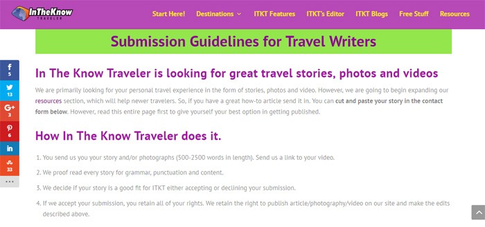 InTheKnowTraveler Writer Guidelines