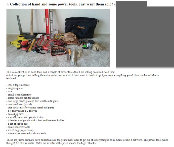 My First Listing On Craigslist