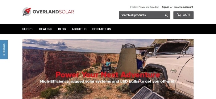 screenshot of the affiliate sign up page for Overland Solar