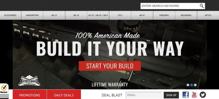 screenshot of the affiliate sign up page for Palmetto State Armory