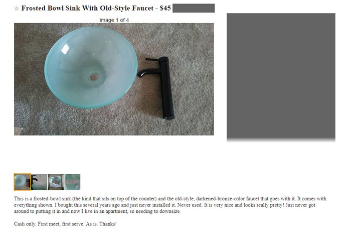 Sink Craigslist Posting