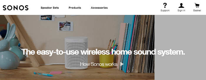 screenshot of Sonos affiliate program Home Page