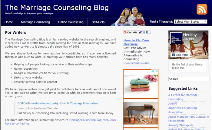 Writing For The Marriage Counseling Blog