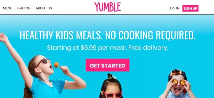 screenshot of the affiliate sign up page for Yumble