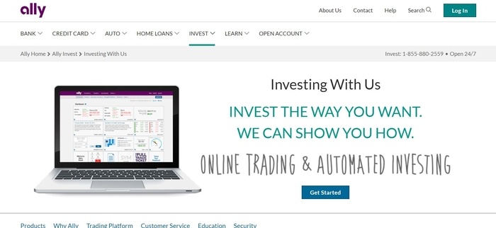 screenshot of the affiliate sign up page for Ally Invest