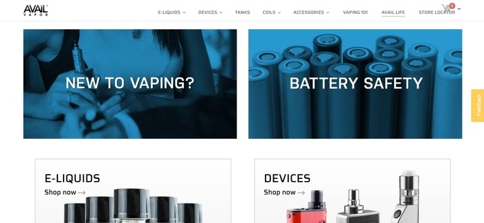 screenshot of the affiliate sign up page for Avail Vapor