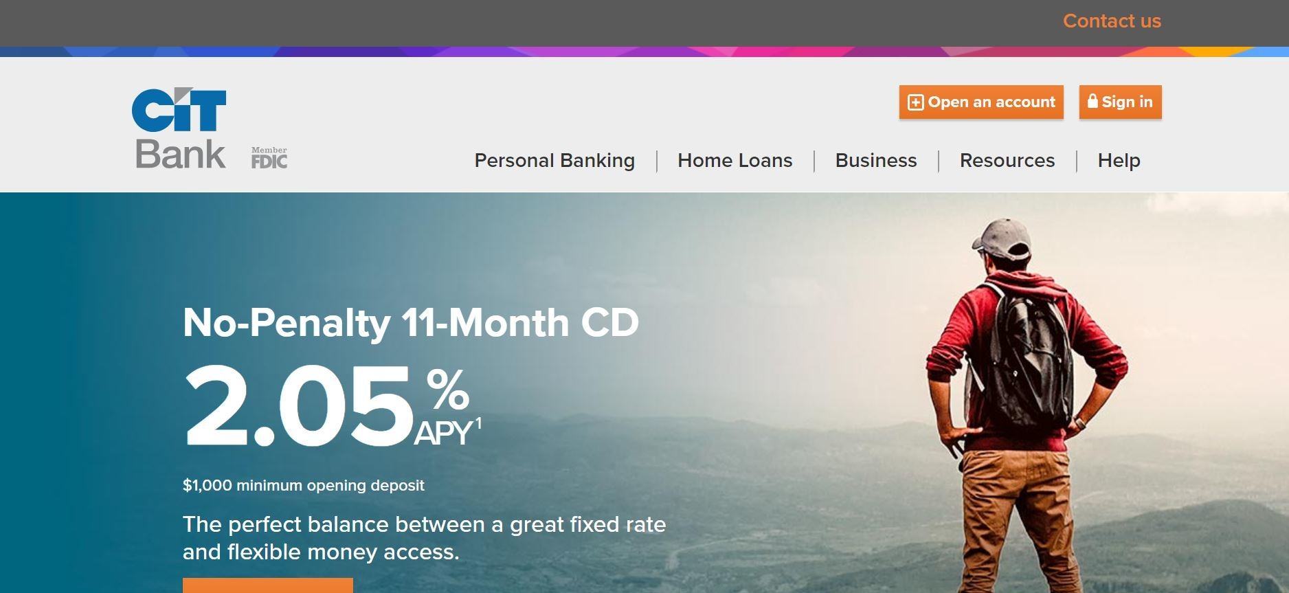 screenshot of the affiliate sign up page for CIT Bank