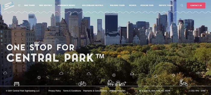 screenshot of the affiliate sign up page for Central Park Sightseeing