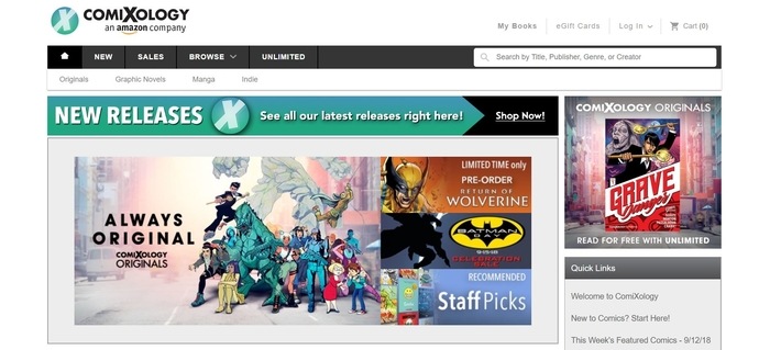 screenshot of the affiliate sign up page for Comixology