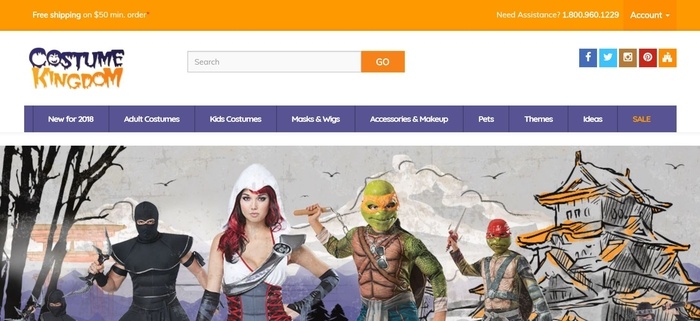  screenshot of the affiliate sign up page for Costume Kingdom