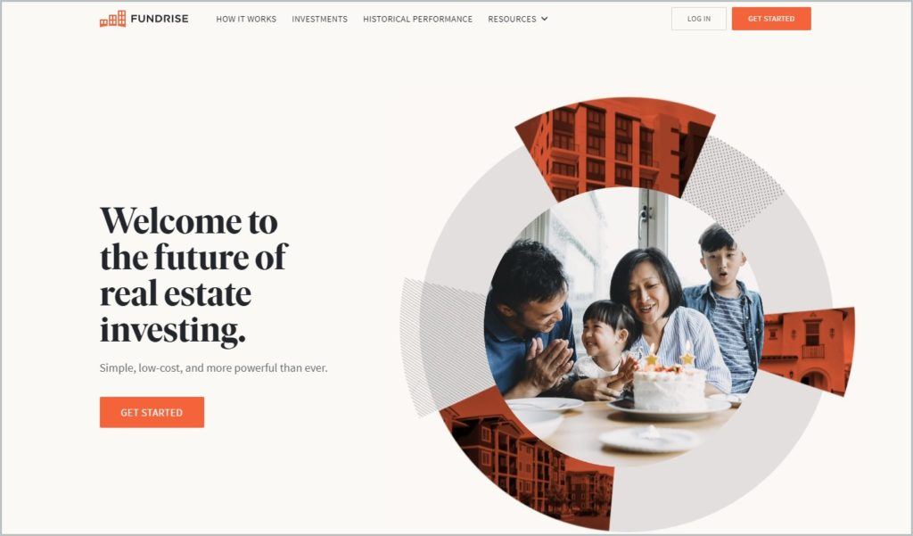 screenshot of Fundrise home page