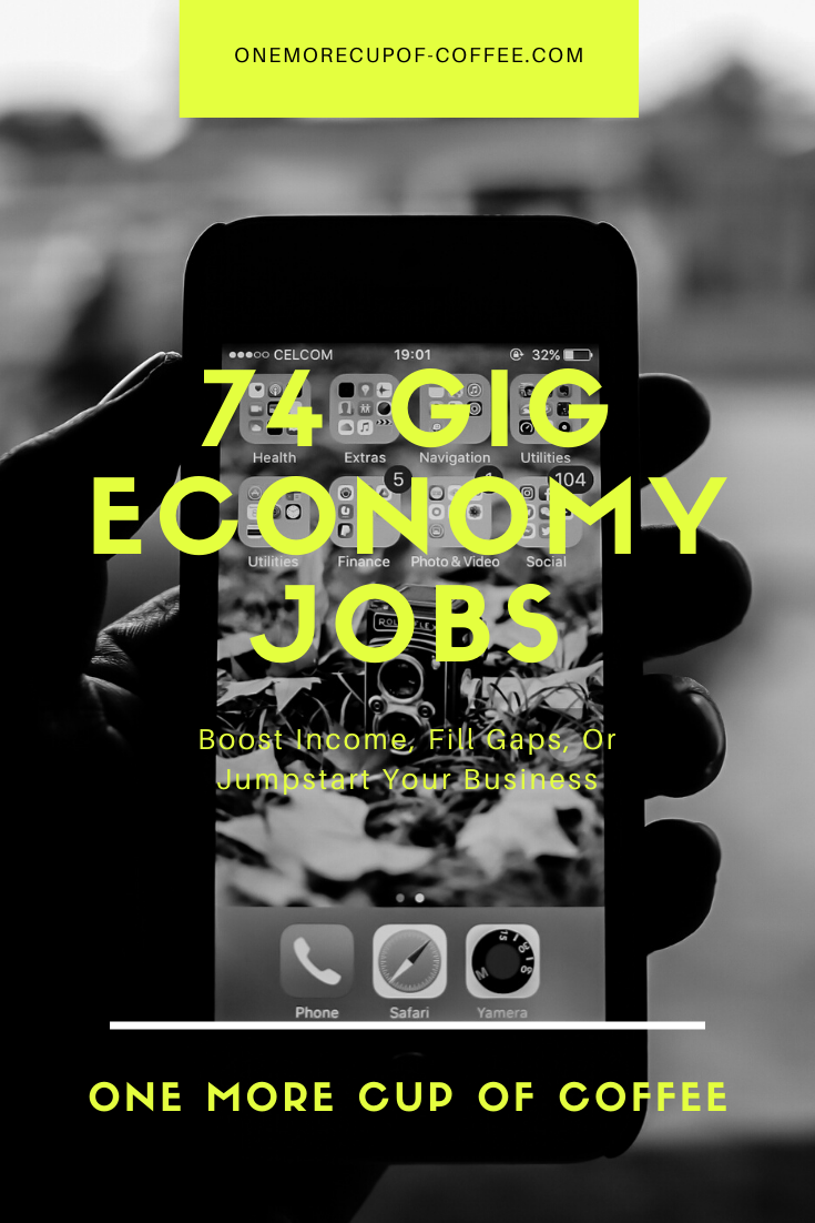 iphone with apps on home screen and text title "74 Gig Economy Jobs"