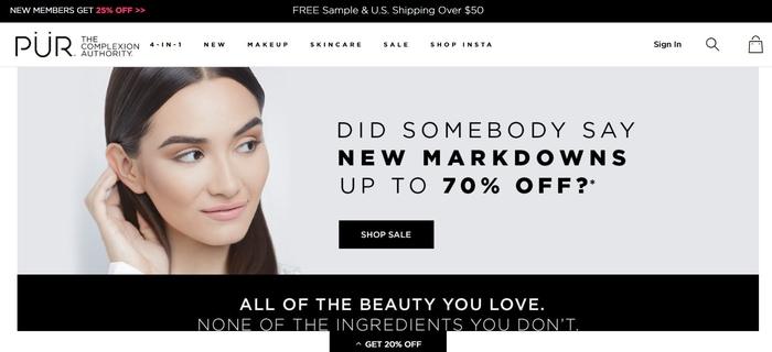 screenshot of the affiliate sign up page for PUR The Complexion Authority