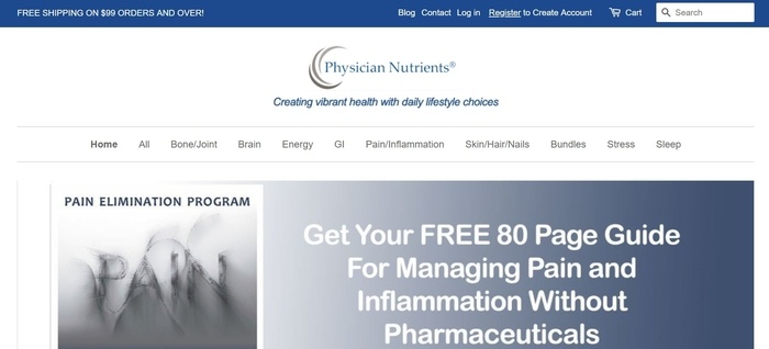 screenshot of the affiliate sign up page for Physician Nutrients