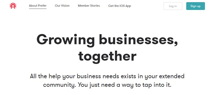 Prefer website screenshot showing text that talks about growing businesses, against a white background. 