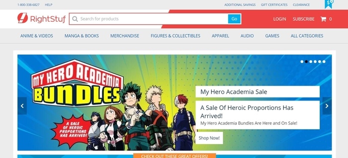 screenshot of the affiliate sign up page for Right Stuf Anime