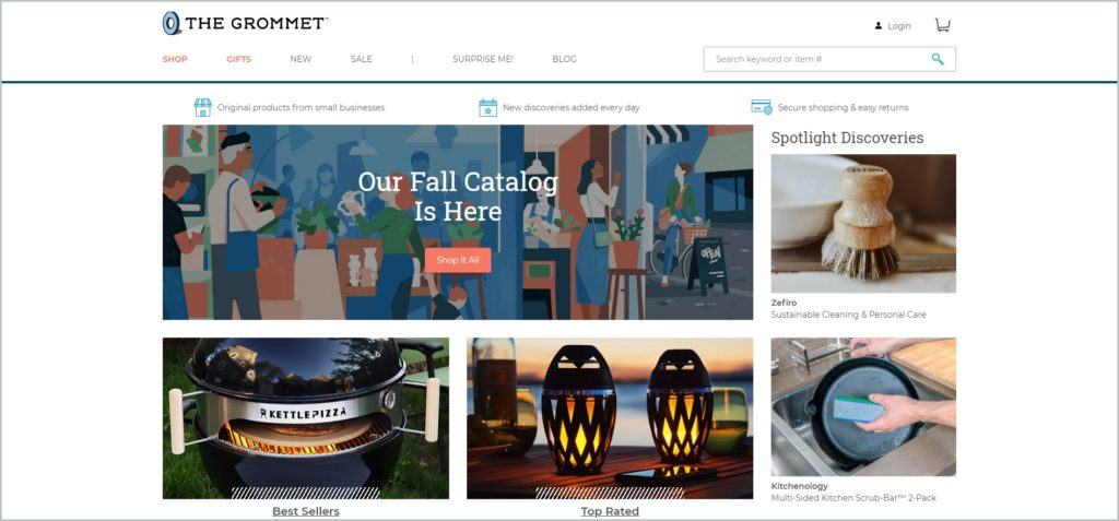 screenshot of The Grommet homepage 