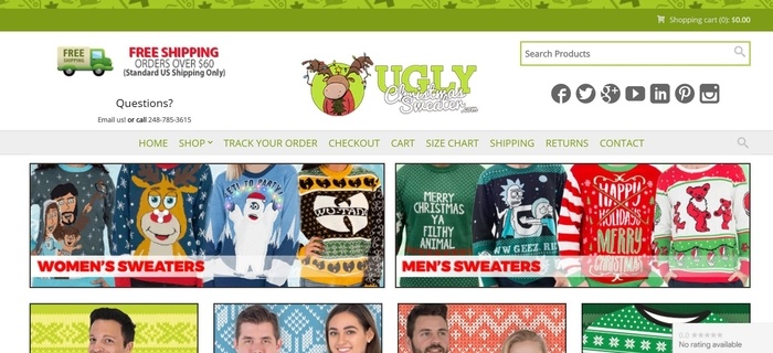 screenshot of the affiliate sign up page for Ugly Christmas Sweater