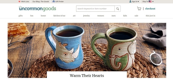 screenshot of the affiliate sign up page for UncommonGoods