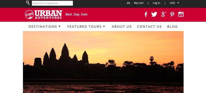 screenshot of the affiliate sign up page for Urban Adventures