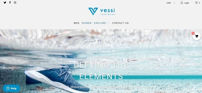 screenshot of the affiliate sign up page for Vessi Footwear