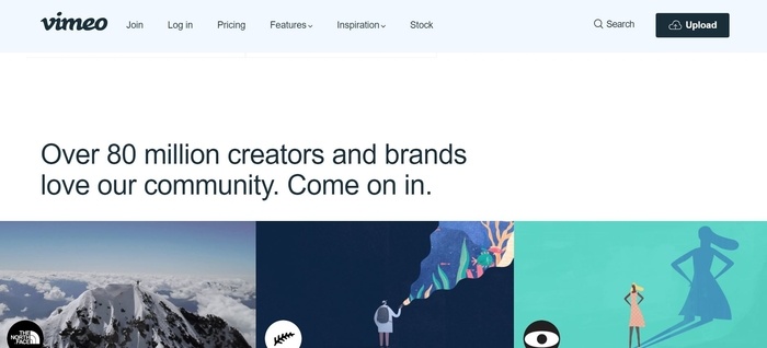 screenshot of the affiliate sign up page for Vimeo