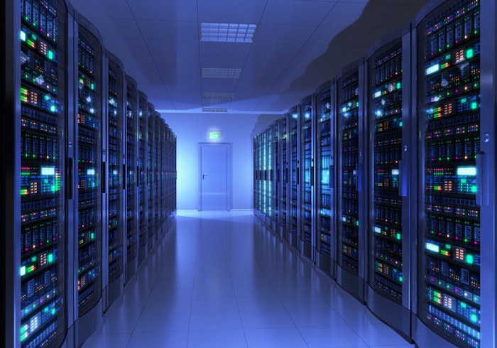 blue tinted server room showing the best hosting affiliate programs