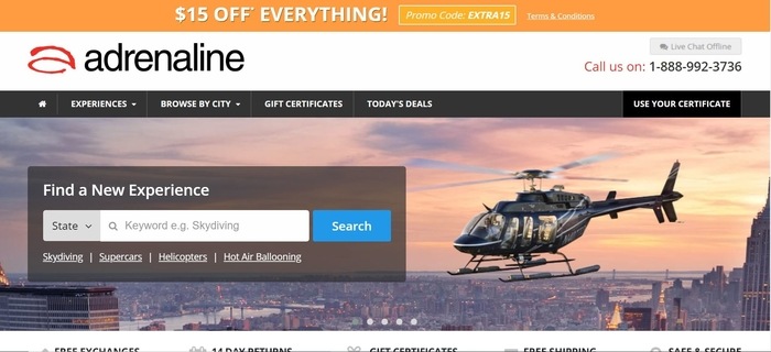 screenshot of the affiliate sign up page for Adrenaline