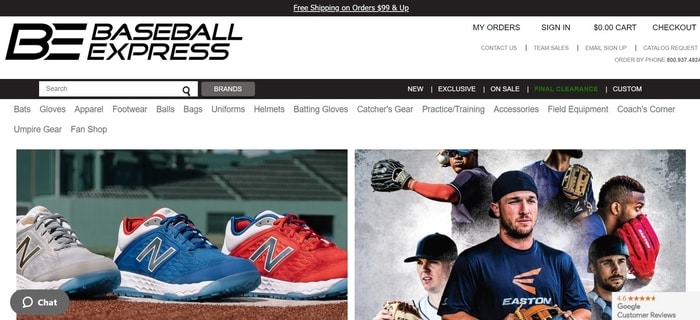 screenshot of the affiliate sign up page for Baseball Express