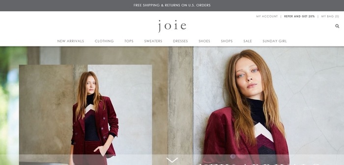 screenshot of the affiliate sign up page for Joie