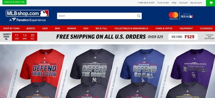 screenshot of the affiliate sign up page for MLBShop