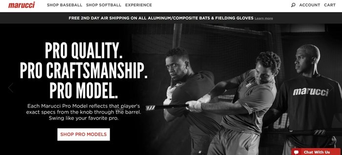 screenshot of the affiliate sign up page for Marucci Sports