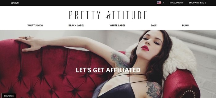 screenshot of the affiliate sign up page for Pretty Attitude