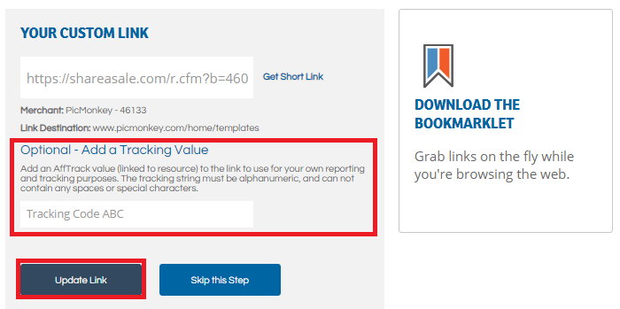ShareASale Merchant Custom Link Tracking Code