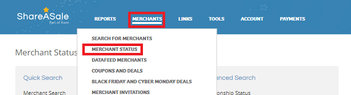 ShareASale Merchant Status