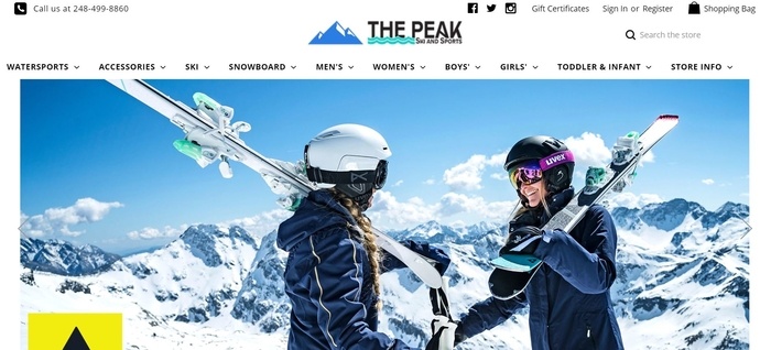 screenshot of the affiliate sign up page for The Peak Ski and Sports