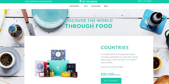 Try the World website screenshot showing images of various products, along with an image of the box. 