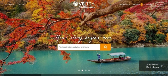 screenshot of the affiliate sign up page for Veltra